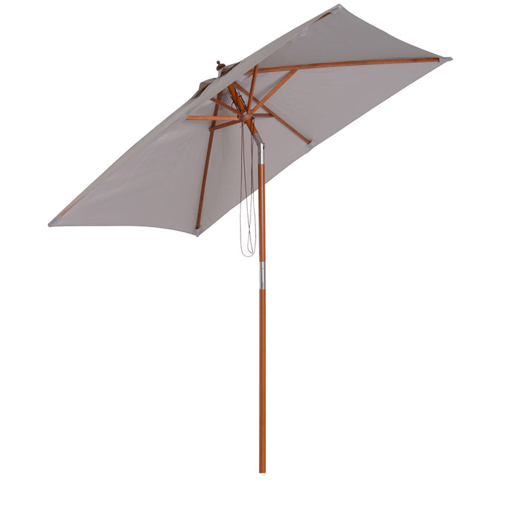 Guarda-sol para jardim Pára-sol Madeira de bambu para pátio Praia Ângulo de inclinação 200x150x230 cm Cinzento