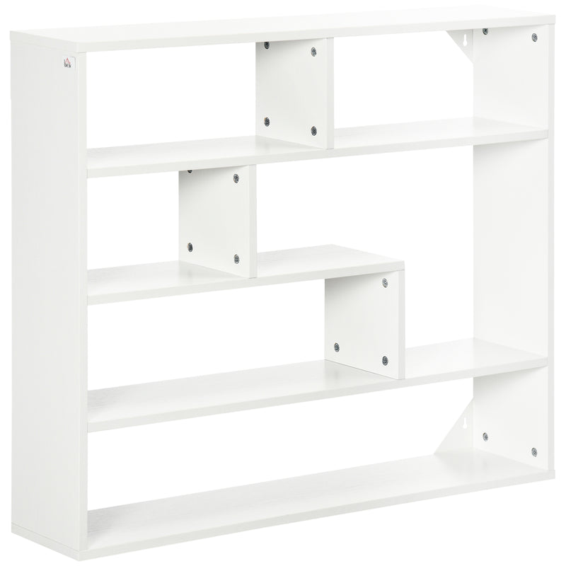 Estante de Parede de 4 Níveis com 7 Compartimentos Abertos para Sala de Estar Dormitório Escritório Estilo Moderno 94x19,5x80cm Branco