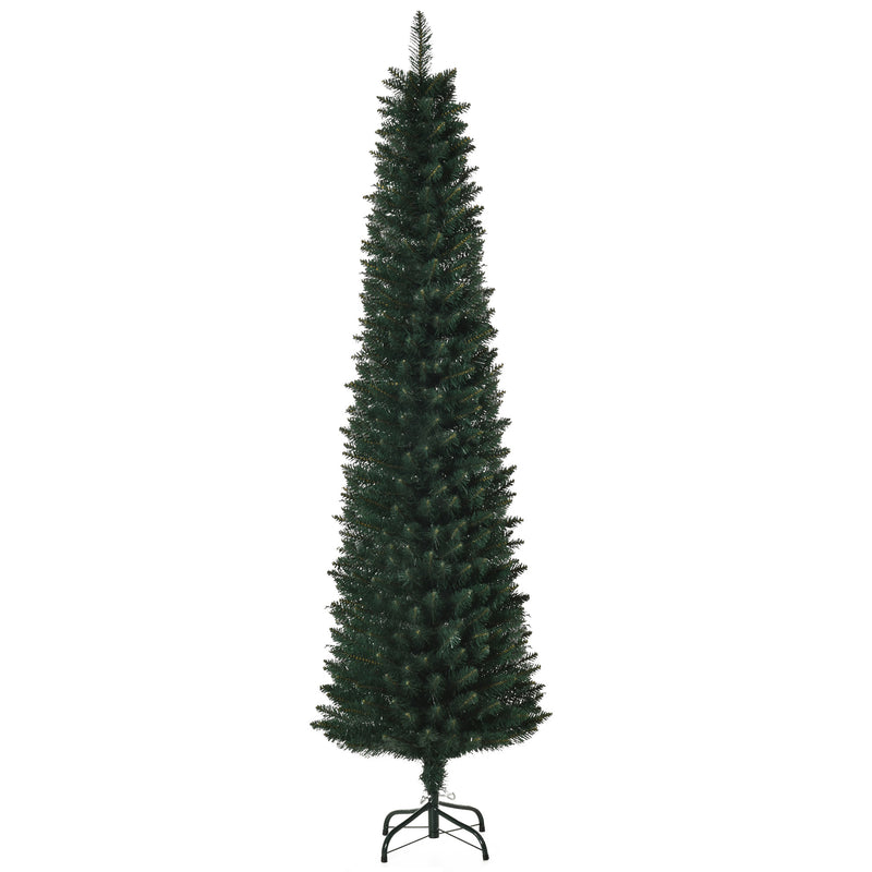 Árvore de Natal Artificial Altura 180cm com 380 Ramos de Folhas de PVC Ignífugos Base Dobrável e Suporte Metálico Decoração de Natal para Interiores Ø56x180cm Verde