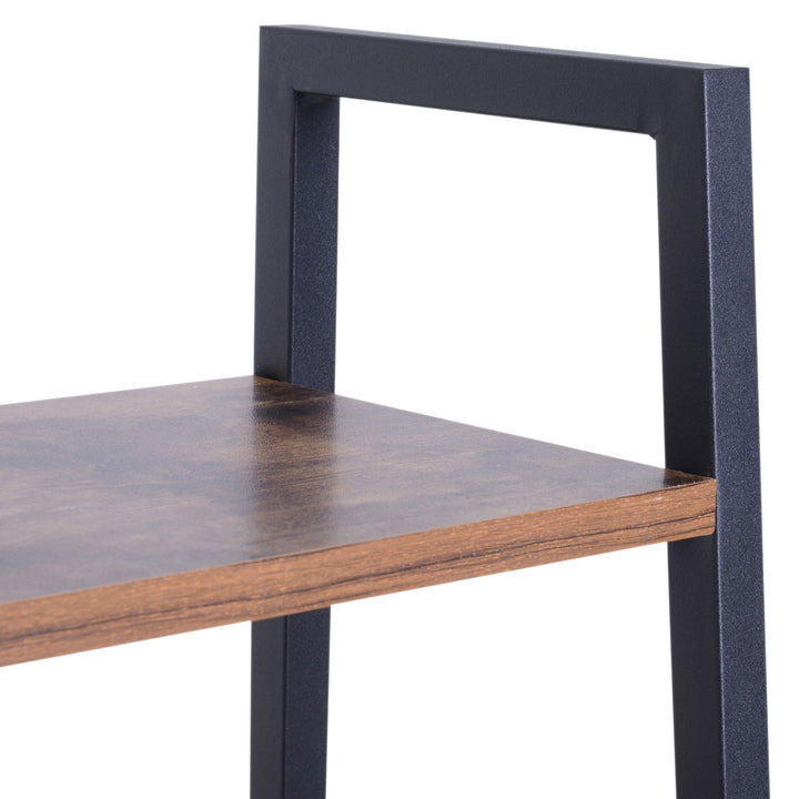 Prateleira de estante de escada industrial com 4 prateleiras escalonado 60x35x145cm aço e madeira