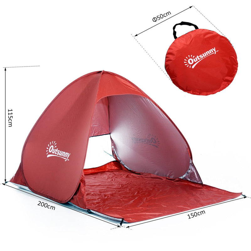 Tenda Pop-up Instantâneo e Portátil com Janelas Protetoras para Piquenique Praia e Camping com Proteção UV Vermelho