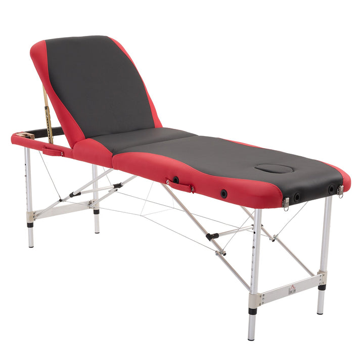Marquesa de Massagem Alumínio Dobrável 185 x 60 cm Tatuagem Terapia Cama Preto Vermelho