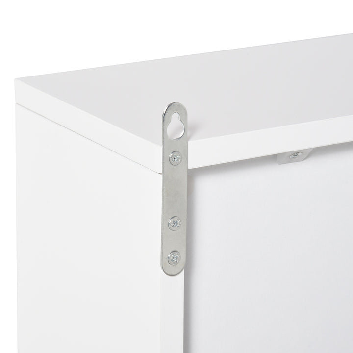 Armário de Casa de Banho com Espelho Móvel Suspenso de Casa de Banho com Prateleira Interior Ajustável em 3 Níveis e 2 Portas 48x14,5x45 cm Branco