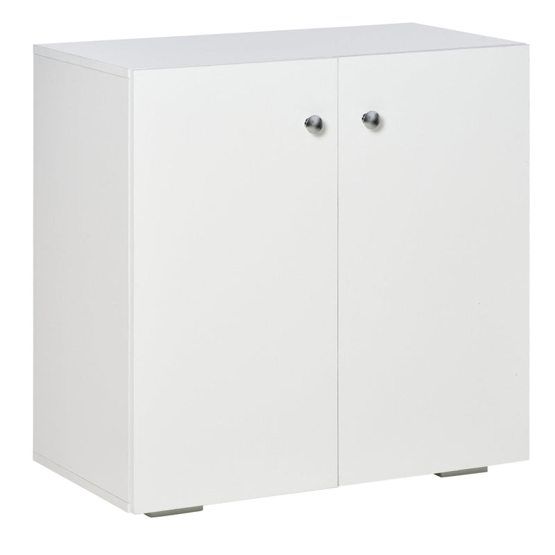 Aparador de Sala de Estar com 2 Portas Armário Auxiliar com 2 Prateleiras para de Livros Roupa Brinquedos Estilo Moderno 70x39x70cm Branco