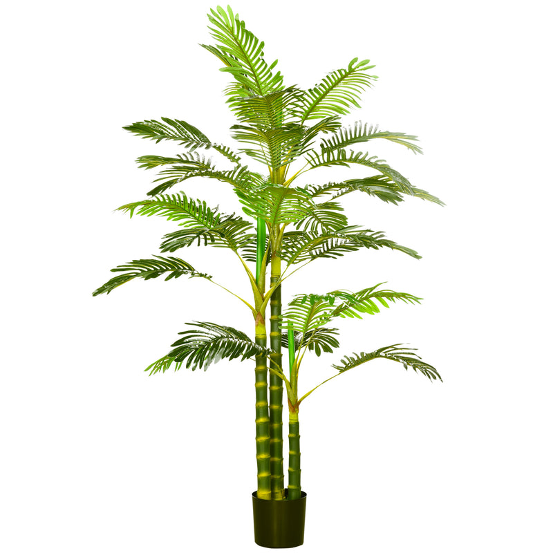 Planta Artificial Palmeira Areca Grande 190 cm com Vaso e 30 Folhas Decoração para Interior e Exterior Sala de Estar Escritório Ø19,5x190 cm Verde