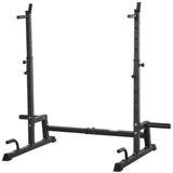 Suporte Multifuncional para Barras de Pesos Flexões Agachamentos Ajustável em Altura e Largura Equipamento Fitness para Academia Casa Aço 123-170x103x111x161cm Preto