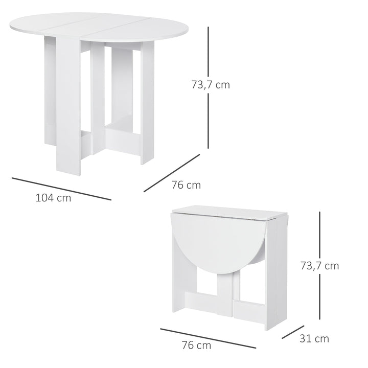 Mesa dobrável com 2 asas dobráveis ??Mesa lateral de madeira 104x76x73,7 cm Branco
