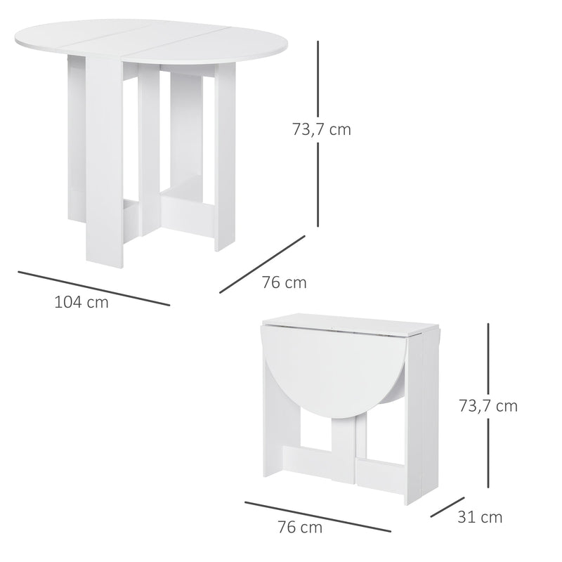 Mesa dobrável com 2 asas dobráveis ??Mesa lateral de madeira 104x76x73,7 cm Branco