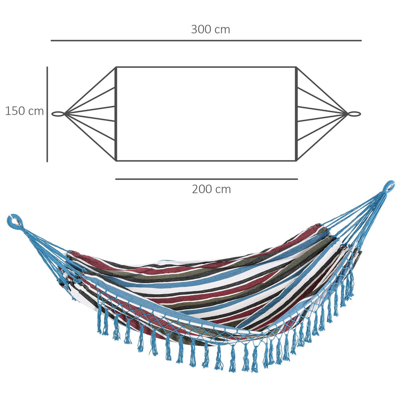 Rede Dupla de Algodão Portátil para Acampar interior e exterior Carga 150kg 300x150cm Colorido