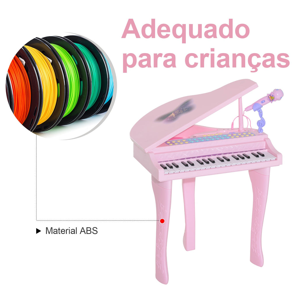 Piano Infantil 37 Teclas Com Microfone Banquinho Luzes E 22 Canções Usb/Mp3  - Loja Sitio da Magia