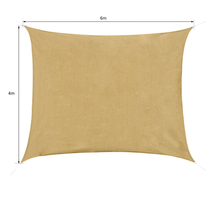 Toldo Vela quadrado 4x6m proteção UV Poliéster resistente a água para Patio Terraço Jardím cor areia