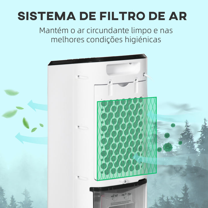 Climatizador Refrigerador de Ar Portátil 3,5 L 3 em 1 Climatizador Humidificador Ventoinha 65W Ecrã LED Controlo Remoto Temporizador Oscilação 3 Velocidades 3 Modos 24,5x27x60 cm Branco