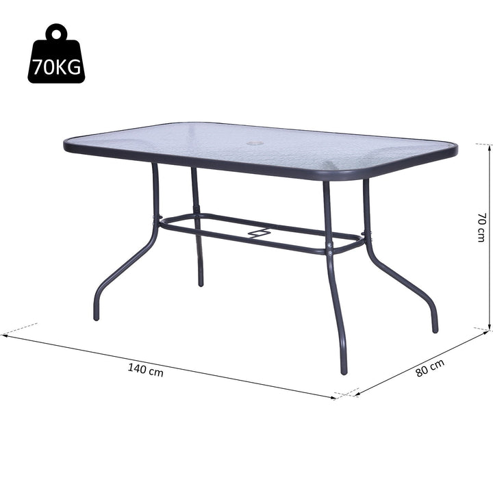 Mesa de exterior retangular com furo 140x80x70cm Cinza carvão