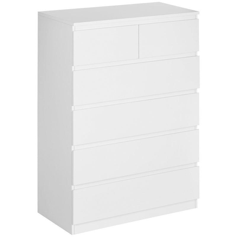 Cómoda Moderna com 6 Gavetas Cómoda de Madeira para Dormitório Entrada Sala de Estar Carga Máxima 50kg 80x39x115cm Branco