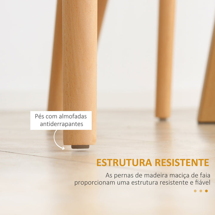 Conjunto de 4 Cadeiras Estilo Nórdico Cadeiras de Cozinha com Encosto Alto Assento de Polipropileno e Pés de Madeira de Faia Carga Máx. 120kg 43x52,5x83cm Branco e Madeira