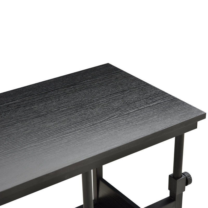 Mesa Lateral para Sofá Mesa lateral em Forma de C com 4 rodas Giratórias Freios Altura Ajustável 3 níveis Estrutura Metálica 80x40x72-82cm Preto