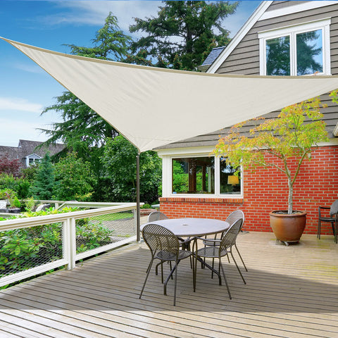 Toldo Vela triangular 6x6x6 m para Varanda Jardim Campismo creme