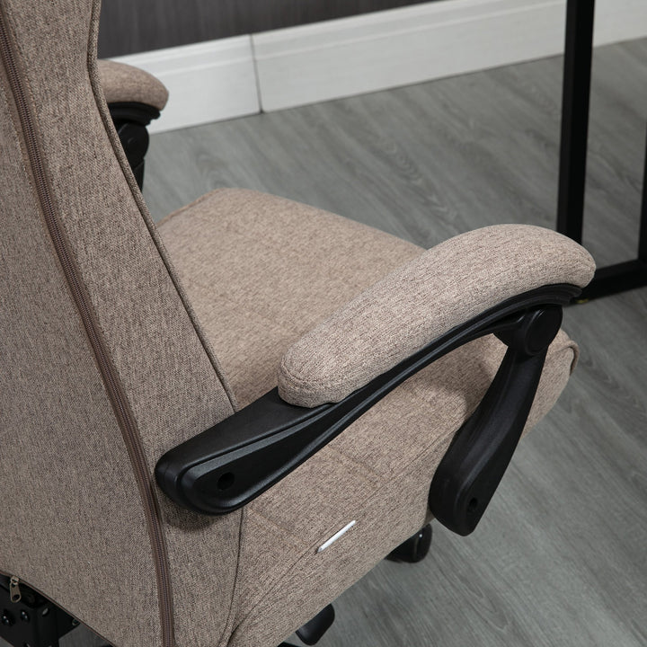 Cadeira de Escritório Giratória Cadeira de Escritório Reclinável com Altura Ajustável Apoio para os Braços Apoio para os Pés Retrátil para Sala de Estar Escritório Estúdio Carga 20kg 68x67x106-114cm Marrom