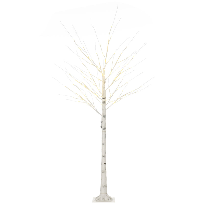 Árvore de Bétula Altura 180cm com 96 Luzes LED IP44 Branco Quente Ramos Flexíveis e Base de Candeeiro Árvore de Decoração de Natal para Interiores 22x22x180 cm Branco