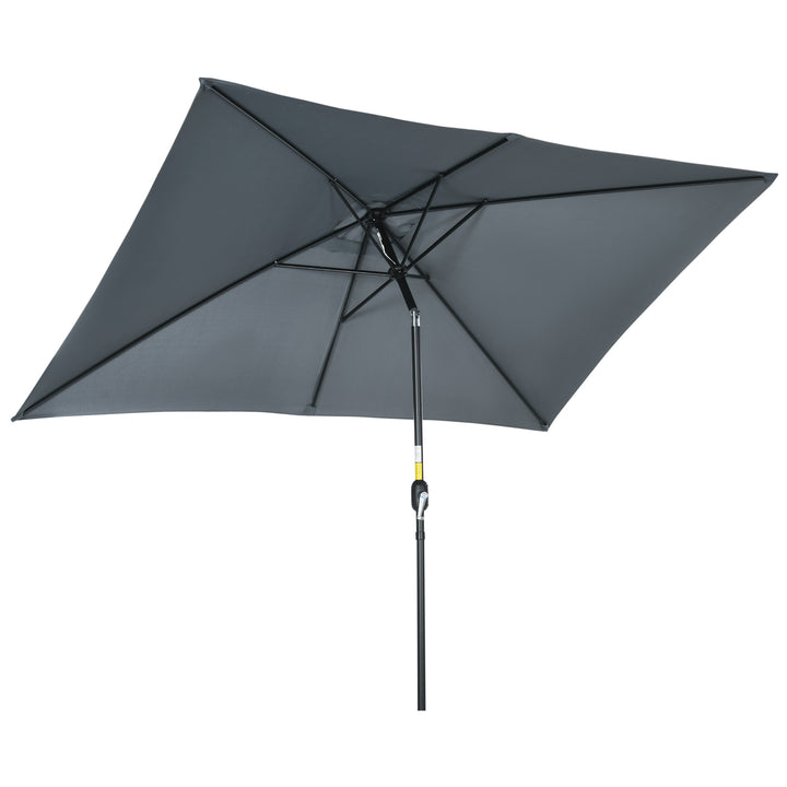 Chapéu de Sol de Alumínio 195x295x240 cm Chapéu de Sol Retangular de Jardim Inclinável com Manivela e Mastro Desmontável para Terraço Piscina Pátio Exterior Cinza
