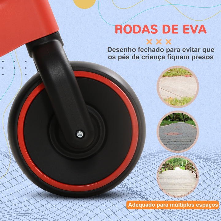 Bicicleta sem Pedais para Crianças acima de 18 Meses Bicicleta Infantil para Bebé com Assento Ajustável em 30-36,5 cm Rodas de Ø19 cm Carga 25 kg 66,5x34x46,5 cm Vermelha