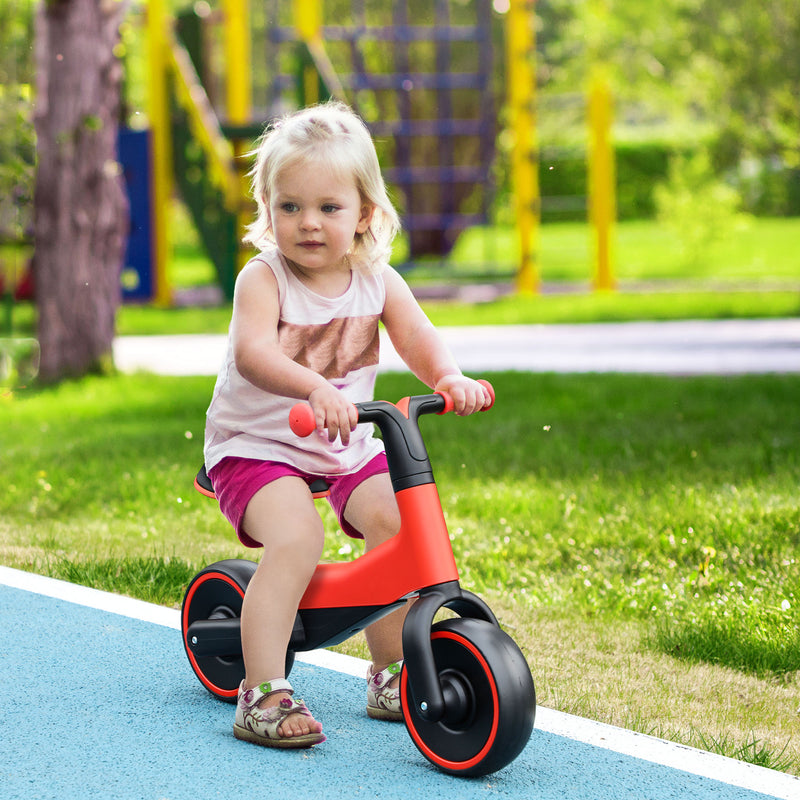 Bicicleta sem Pedais para Crianças acima de 18 Meses Bicicleta Infantil para Bebé com Assento Ajustável em 30-36,5 cm Rodas de Ø19 cm Carga 25 kg 66,5x34x46,5 cm Vermelha