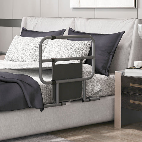 Grade para Cama Adulto Guarda de Segurança para Cama Dobrável Barreira para Cama com Bolso de Armazenamento para Pessoas Maiores e com Deficiência 61x66x55 cm Cinza