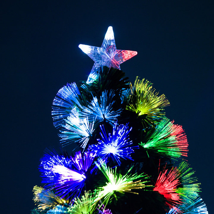 Árvore de Natal, Altura 120 cm + Estrela e Fibra Ótica de 7 Cores Árvore Artificial F 66x 120 cm