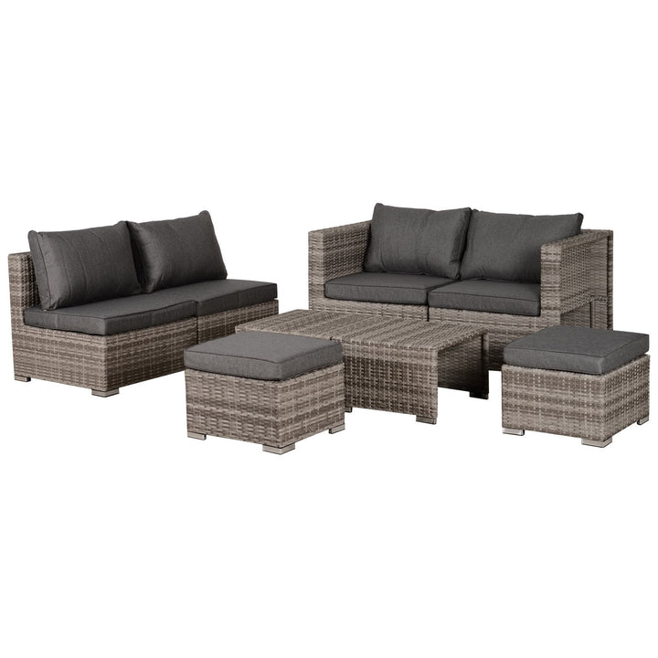 Conjunto de 8 peças de sofás de vime com mesa de café e apoio para pés