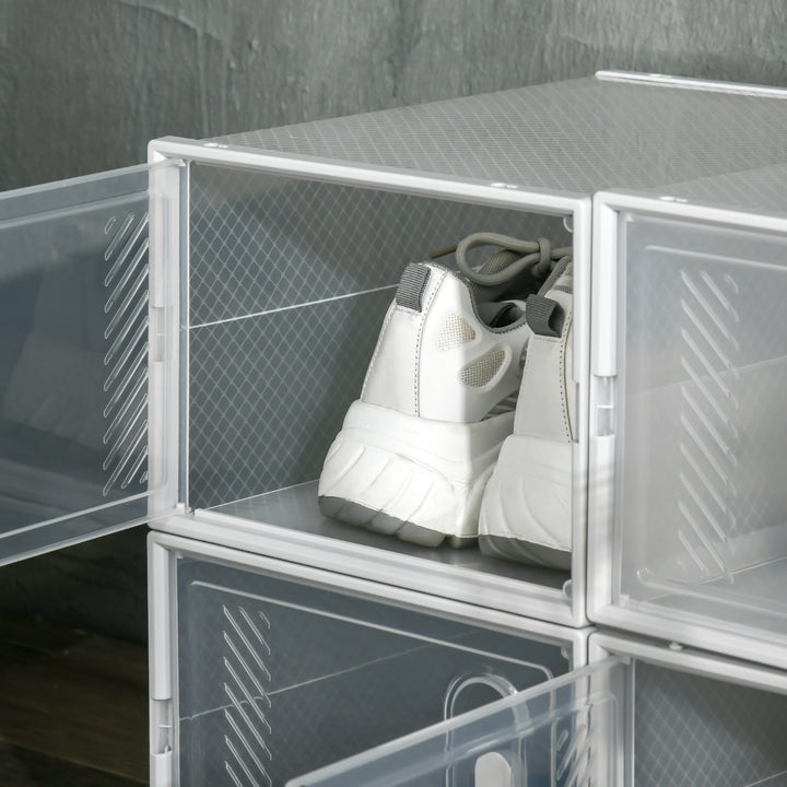 Armário Modular de Plástico Sapateira Modular com 8 Cubos Portas Magnéticas Organizador de Sapatos para Entrada Corredor Dormitório 25x35x19cm Transparente