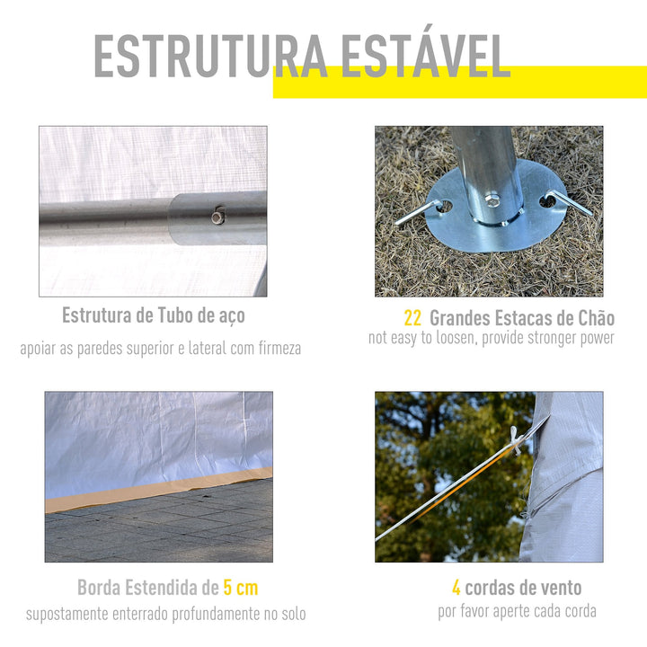 Pérgola para Jardim 6x4x2,8m de Tela de PE Aço Branco