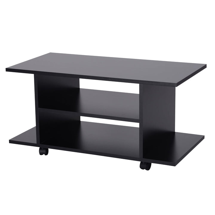 Móvel de Televisão com prateleiras e rodas para sala de estar 40x40x80 cm Preto
