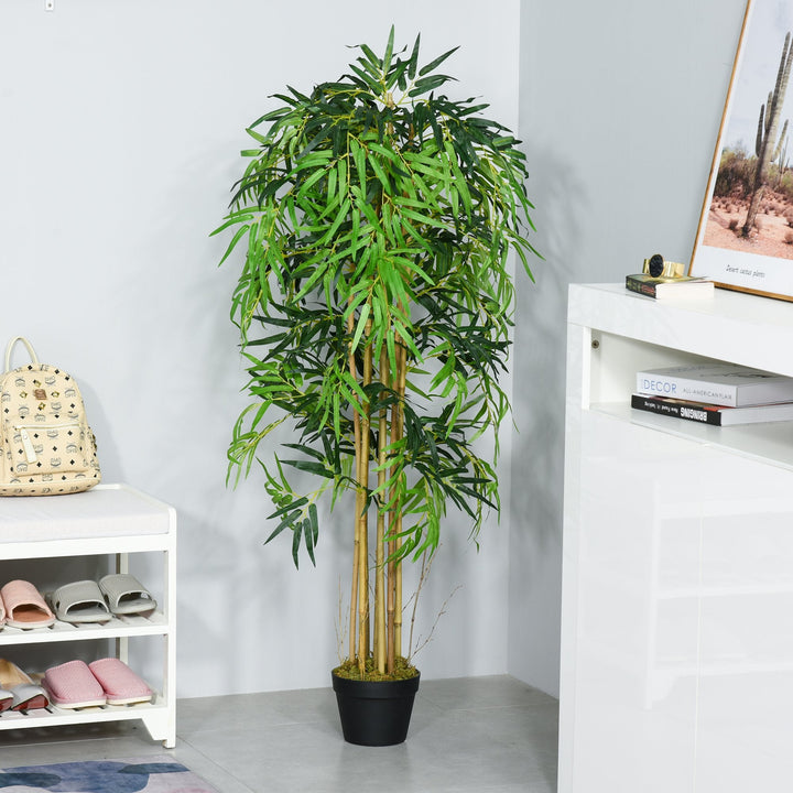 Bambu Artificial 150cm com Vaso Decorativo Planta Sintética Realística Ø18x150 cm Verde