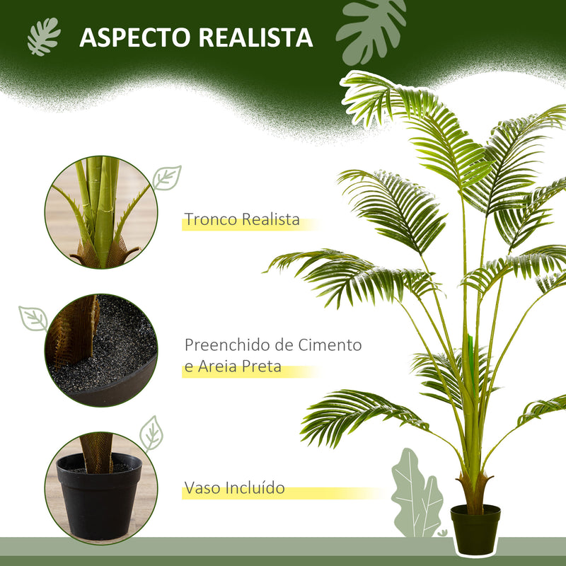 Palmeira Areca Artificial 170cm Planta Artificial com 11 Folhas Realistas e Vaso de Plástico Decoração para Interior e Exterior para Sala de Estar Escritório Ø15x170 cm Verde