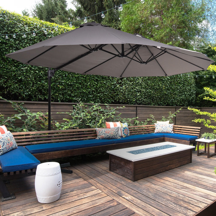 Guarda-sol de Jardim Duplo com Manivela 270x460x250 cm, Cinza