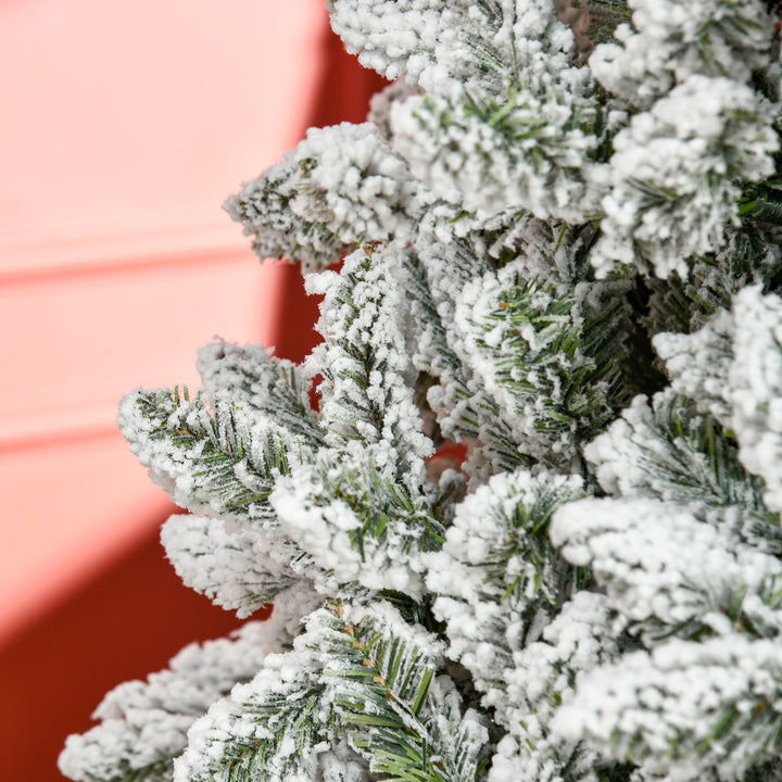 Árvore de Natal Artificial 255cm com Neve Ignífugo com 1300 Ramos Folhas de PVC Base Dobrável e Suporte Metálico Decoração de Natal para Interiores Verde