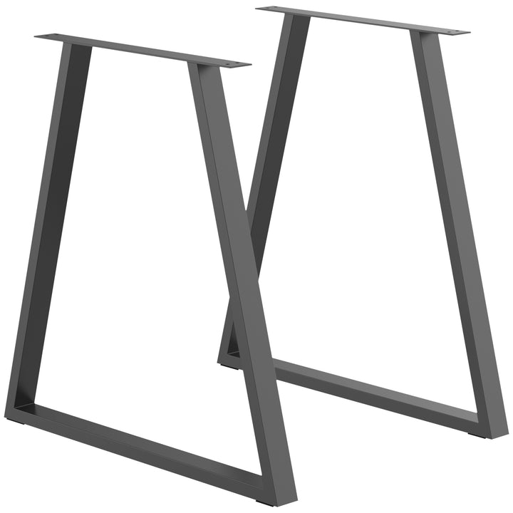 Conjunto de 2 Pés para Mesa 72x6x72cm Pés para Móveis de Aço para Suporte com Base Protetoras e Parafusos Preto
