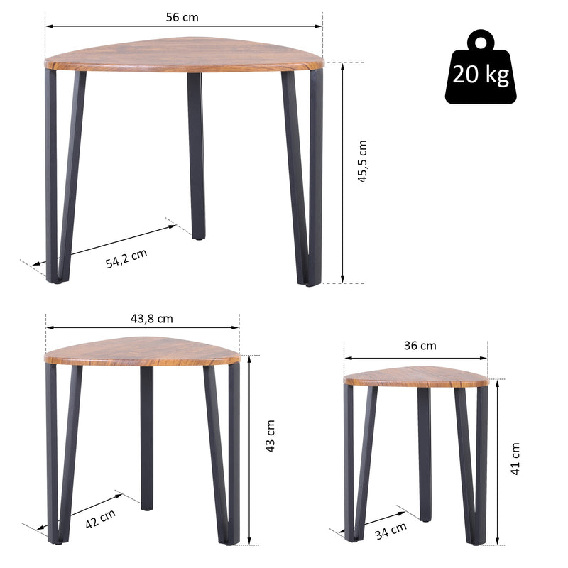 Conjunto de 3 Mesas de Café Nido Mesa de Café Moderna Mesa Auxiliar Mesas de Café para sala de estar 56x54.2x45.4 cm