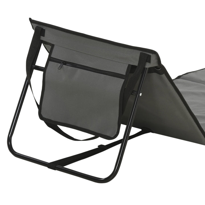 Conjunto de 2 Esteiras de Praia Dobrável Esteiras Acolchoadas com Encosto Reclinável e Bolsa de Transporte para Jardim Campismo 142x51x40 cm Cinza