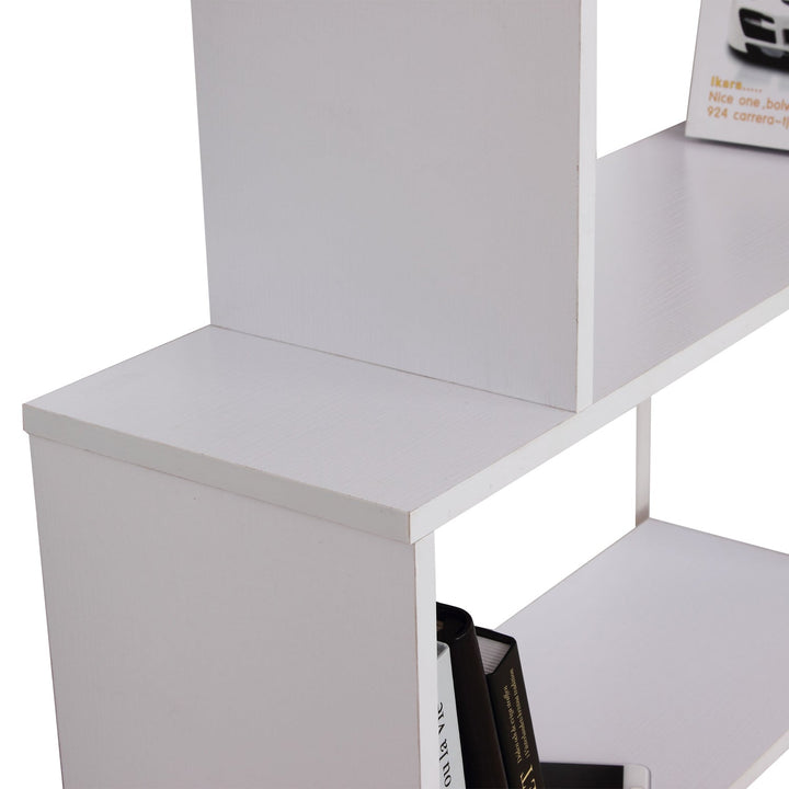 Estante Moderna em forma de S tipo Biblioteca de 6 Prateleiras- Madeira– Cor: Branco- 80 x 25 x 192 cm