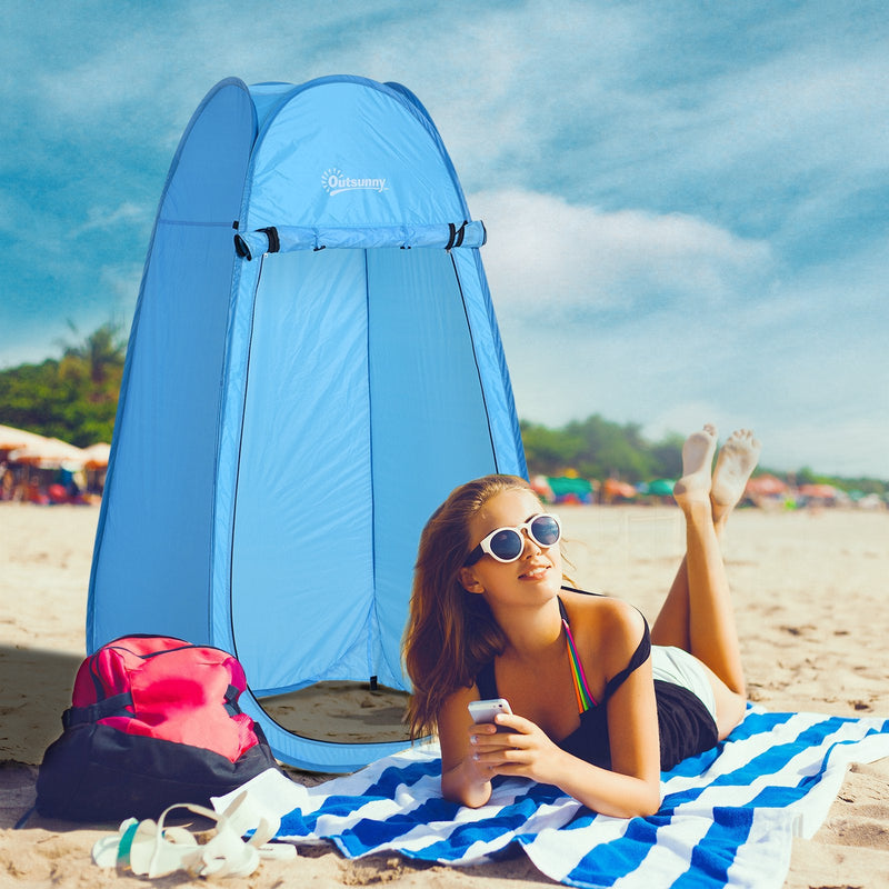 Tenda de acampamento multifuncional leve dobrável e estável à prova d'água com sistema POP-UP 100x100x185cm Azul