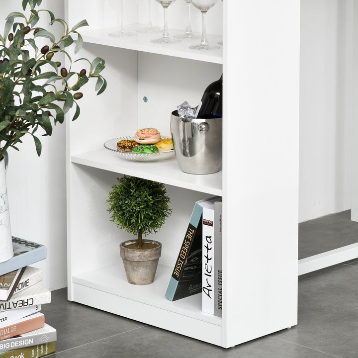 Mesa de bar Bistrô Mesa alta para jantar com 3 prateleiras Estrutura metálica Carga 100 kg 115x55x100 cm Branco e Carvalho