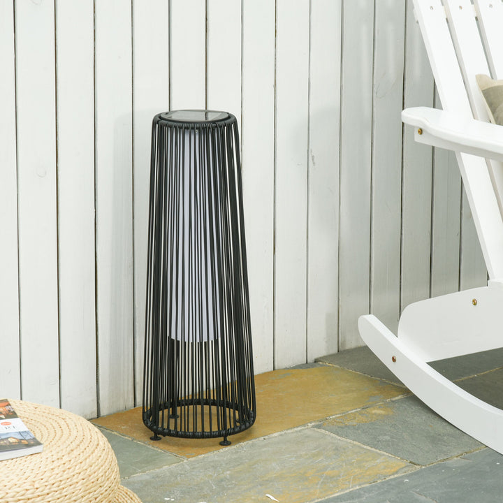 Candeeiro de chão de vime alimentado a energia solar com LED 1,5 W interruptor de controle automático de luz Decoração exterior Ø21,5x61 cm Preto