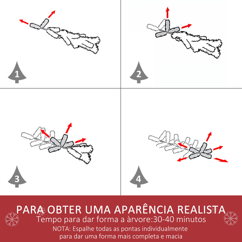 Árvore de Natal Artificial 180cm Ignífugo com 493 Ramos Folhas de PVC Base Dobrável e Suporte Metálico Decoração de Natal para Interiores Verde