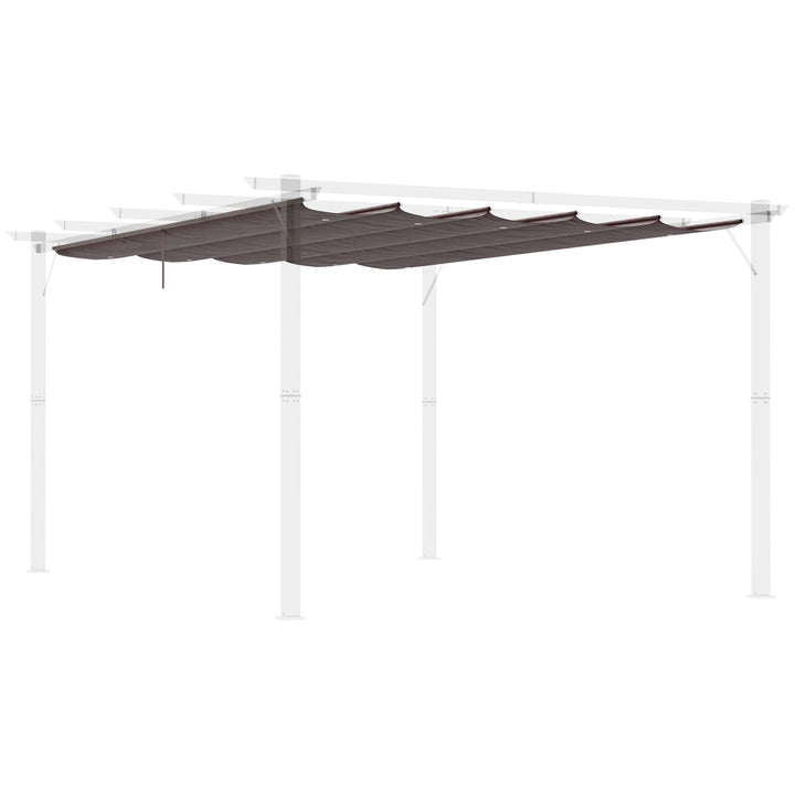 Cobertura para Pérgola 3,5x2,5 m Teto de Substituição Retrátil para Pérgola com 10 Orifícios de Drenagem Café