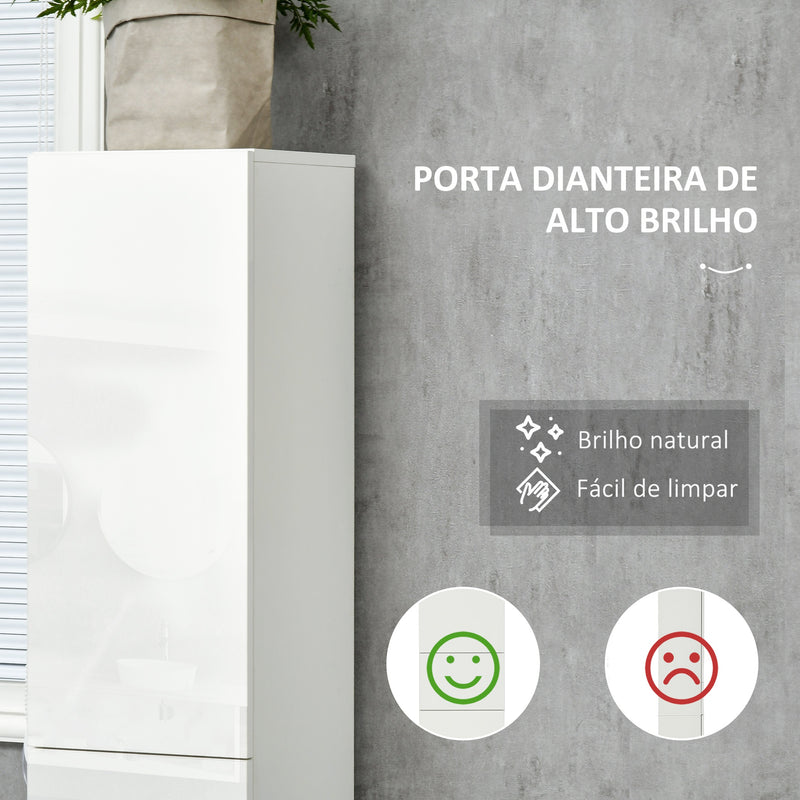 Coluna Casa de Banho com 1 Gaveta e 5 Prateleiras Coluna Casa de Banho de Estilo Moderno para Cozinha Sala de Estar 30x28x170cm Branco