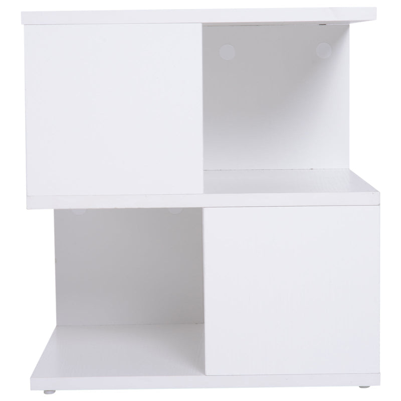 Mesa de Cabeceira Mesa de Café Auxiliar 2 Níveis 40x40x43 cm Branco