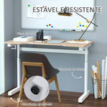 Secretária de Pé com Altura Ajustável a Manivela e Bancada de Carbono Secretária Elevatória para Escritório Estúdio Sala de Estar Carga Máxima 150kg 120x60x72-117cm Madeira e Branco