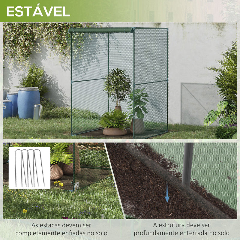 Estufa para Cultivo Estufa para Plantas com Porta Enrolável e Estrutura de Aço para Jardim Varanda Pátio 120x120x180 cm Verde