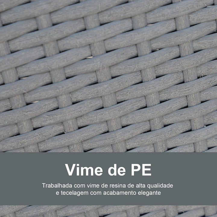 Conjunto de Móveis de Exterior de 3 Peças para Jardim pátio piscina Cor Cinza